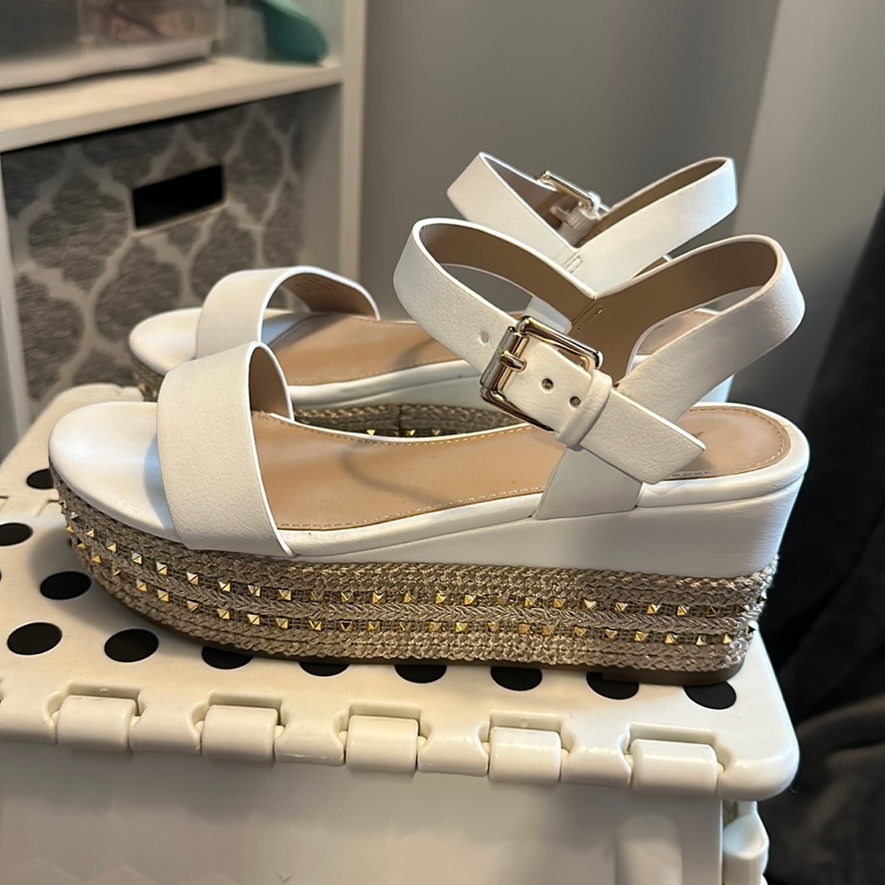 White studded espadrilles from Aldo’s